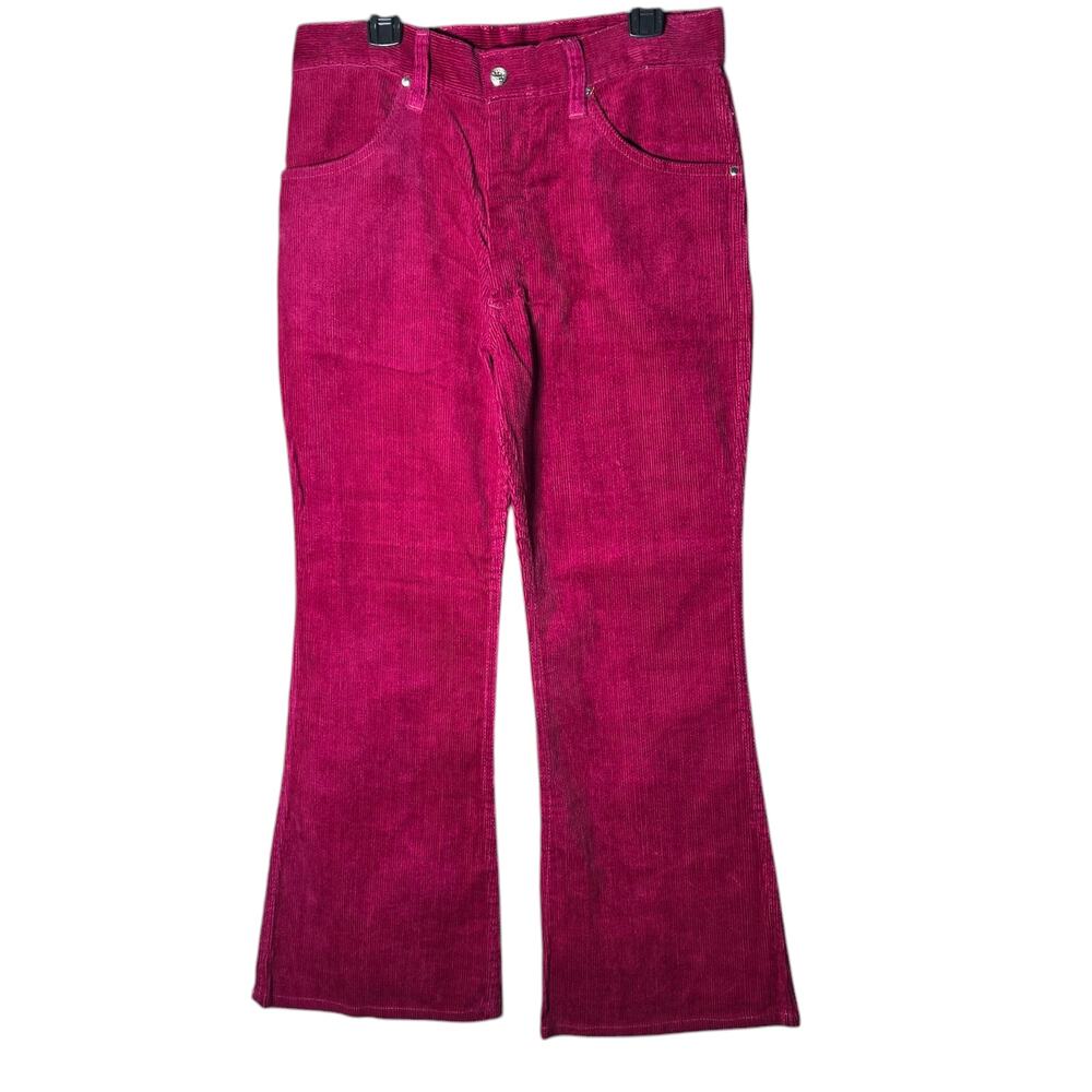 Vintage Sears Growing Girl Cords sz 12.5 Maroon Wide Leg Corduroy Pant Deadstock